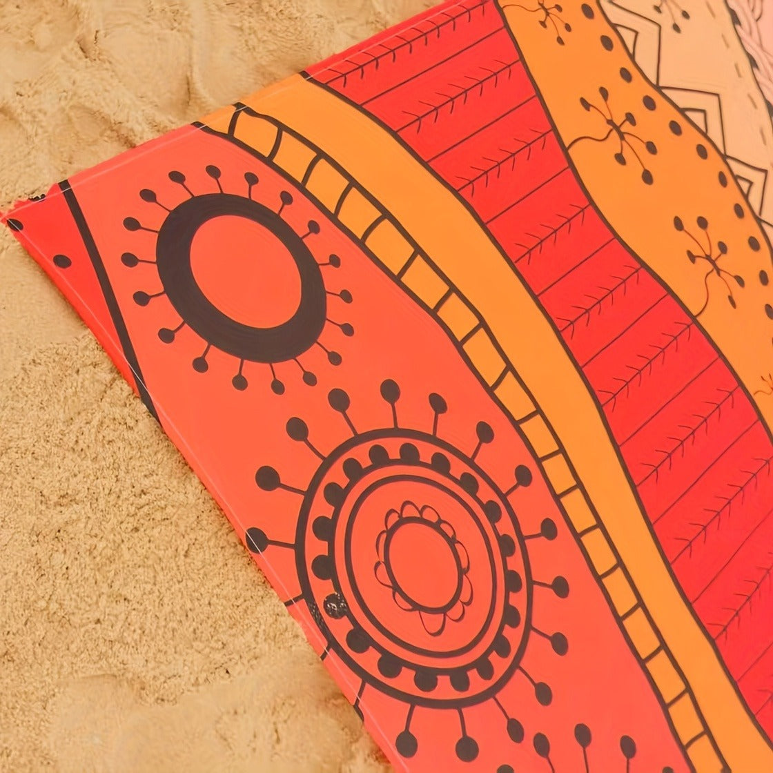 205 x 198cm Picnic Blanket with Orange, Aqua and Black Bohemian Animal Print and Matching Zip Carry Bag — image 9