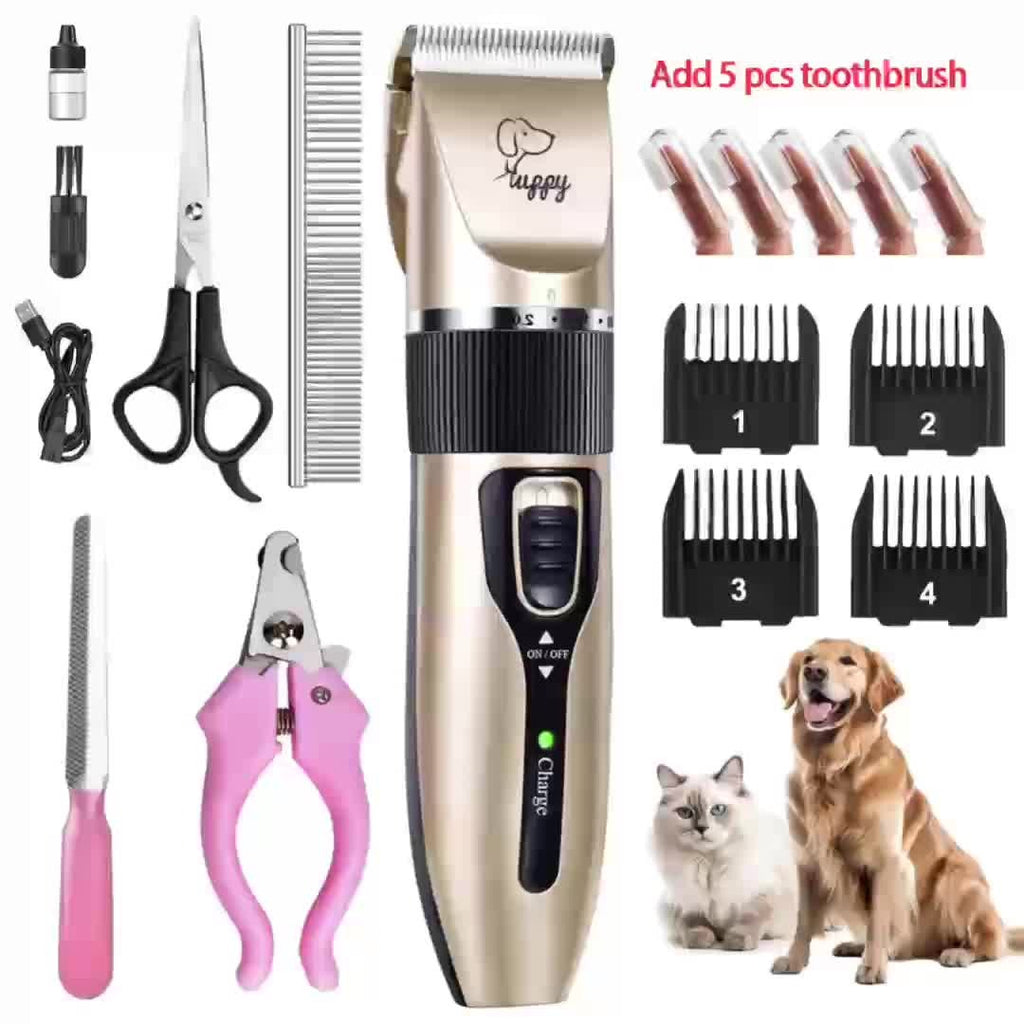 Pet Hair Clipper Kit with Five Guide Combs and Adjustable Blade — image 15