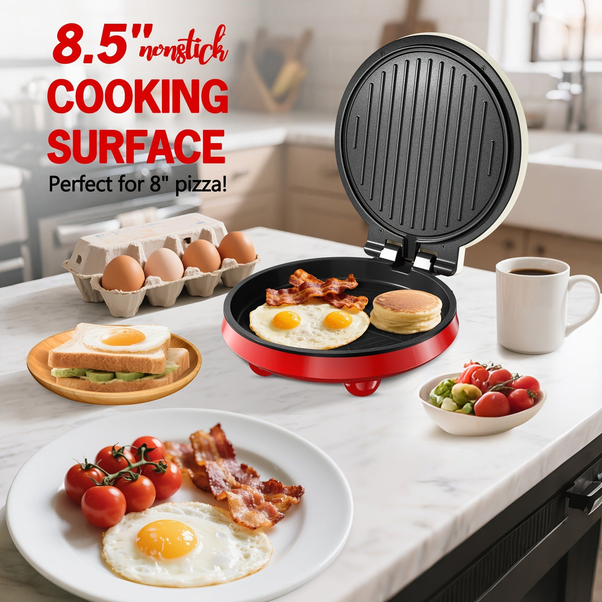 Electric Smokeless Indoor Grill 1500W, 2-in-1 Indoor Grill & Pizza Maker with 30-Min Timer, Auto Shut-Off — image 10