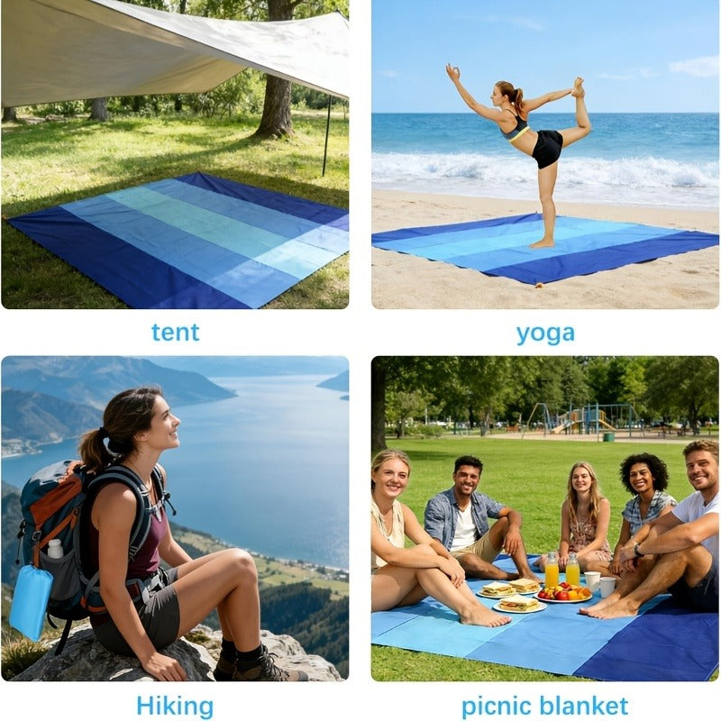 Gradient Beach Mat with Purple-to-Blue Design, Corner Loops, Drawstring Pouch, Stakes and 1- or 2-Piece Packs — image 10