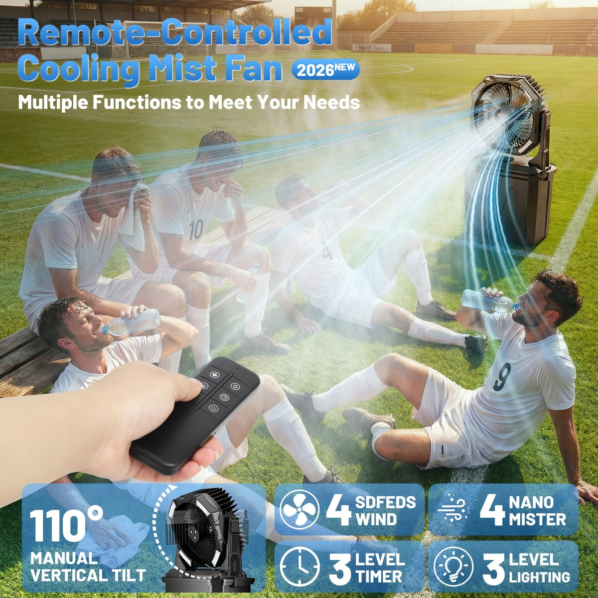 Misting Fan Portable Outdoor with Water Tank 20000mAh Rechargeable Battery Camping Cooling Spray Fan — image 9