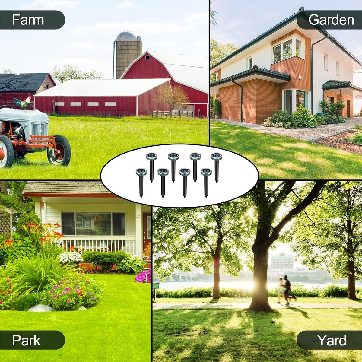 Solar Ultrasonic Pest Repeller Outdoor Rodent Stake for Yard Garden Farm Mole Snake Skunk Dog Device 2/4/6/10 Pack — image 9