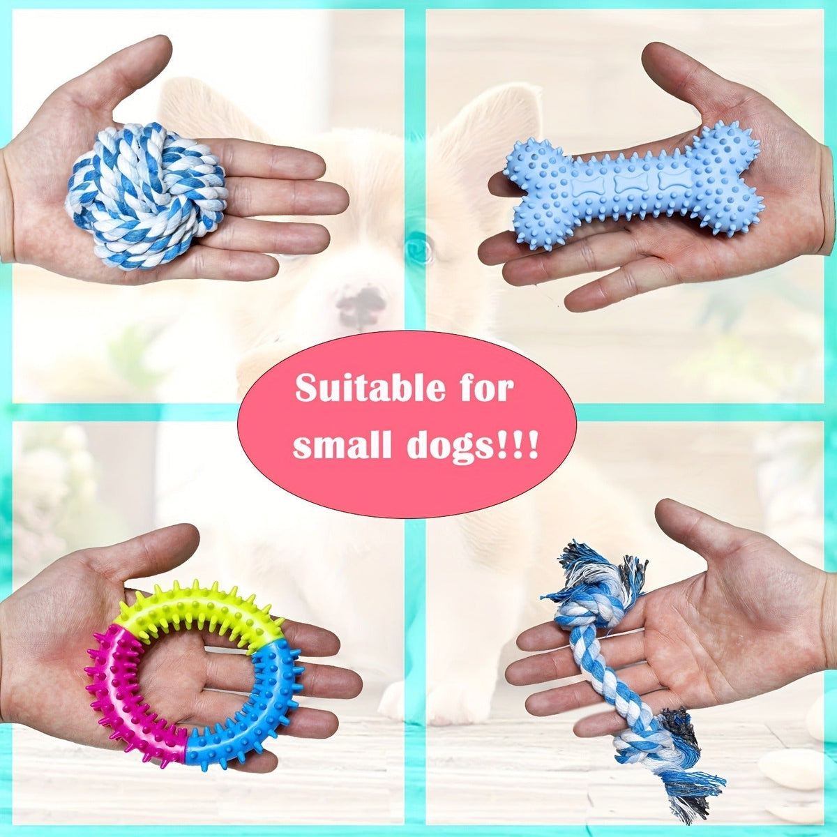 Dog Toy Assorted Puppy Bundle with Random Chew, Rope, Treat Ball and Squeaky Mix in 3 or 12 Pieces — image 8