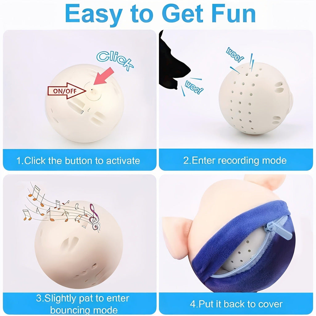 Dog Toy USB-Rechargeable Rolling Pig Plush Ball with Vibration, Swinging and Sound Effects in Two Colors — image 6