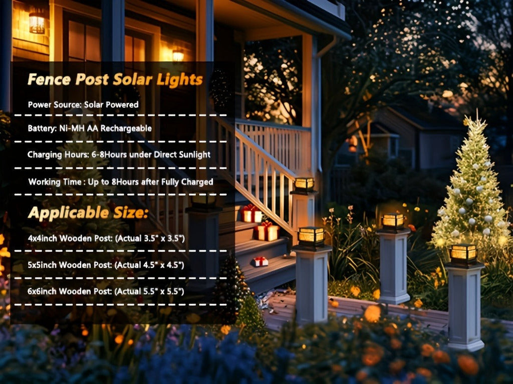 Six-Pack Solar Fence Post Cap Light Set for 4 x 4, 5 x 5 or 6 x 6 Posts with Amber Illumination — image 8