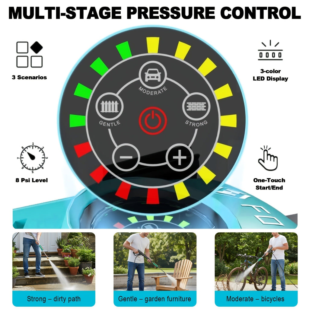 Pressure Washer 5000PSI Electric Power Washer 2.4-3.6GPM Adjustable 8-Level Touch Screen 34" Tall for Garden, Patio and Yard 