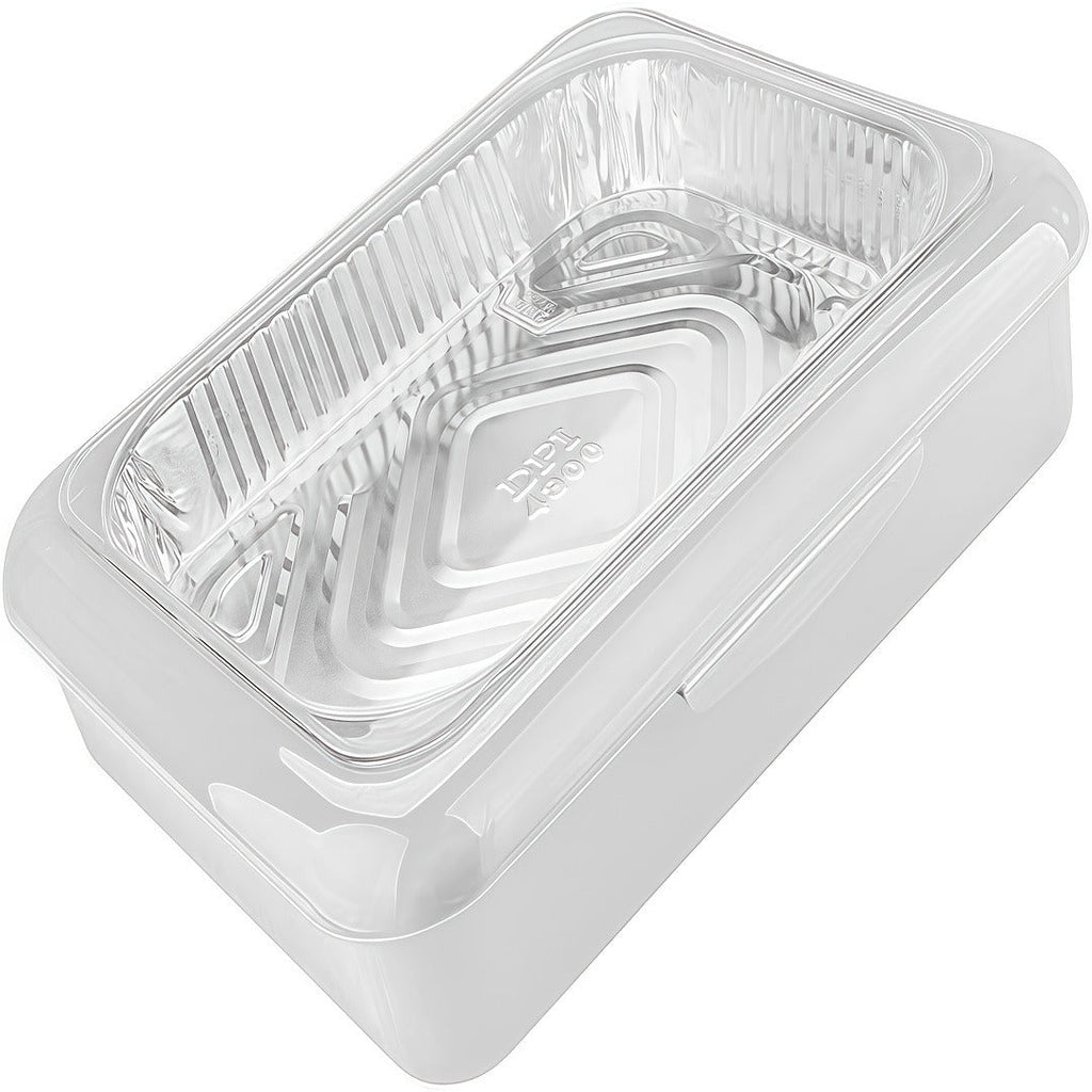 Foil Pan Carrier with Lid 2 in 1 Stackable Food Storage Set BPA Free Dishwasher Safe Portable Casserole Holder for Potluck BB