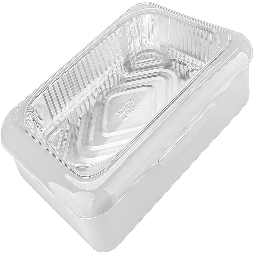 Foil Pan Carrier with Lid 2 in 1 Stackable Food Storage Set BPA Free Dishwasher Safe Portable Casserole Holder for Potluck BB