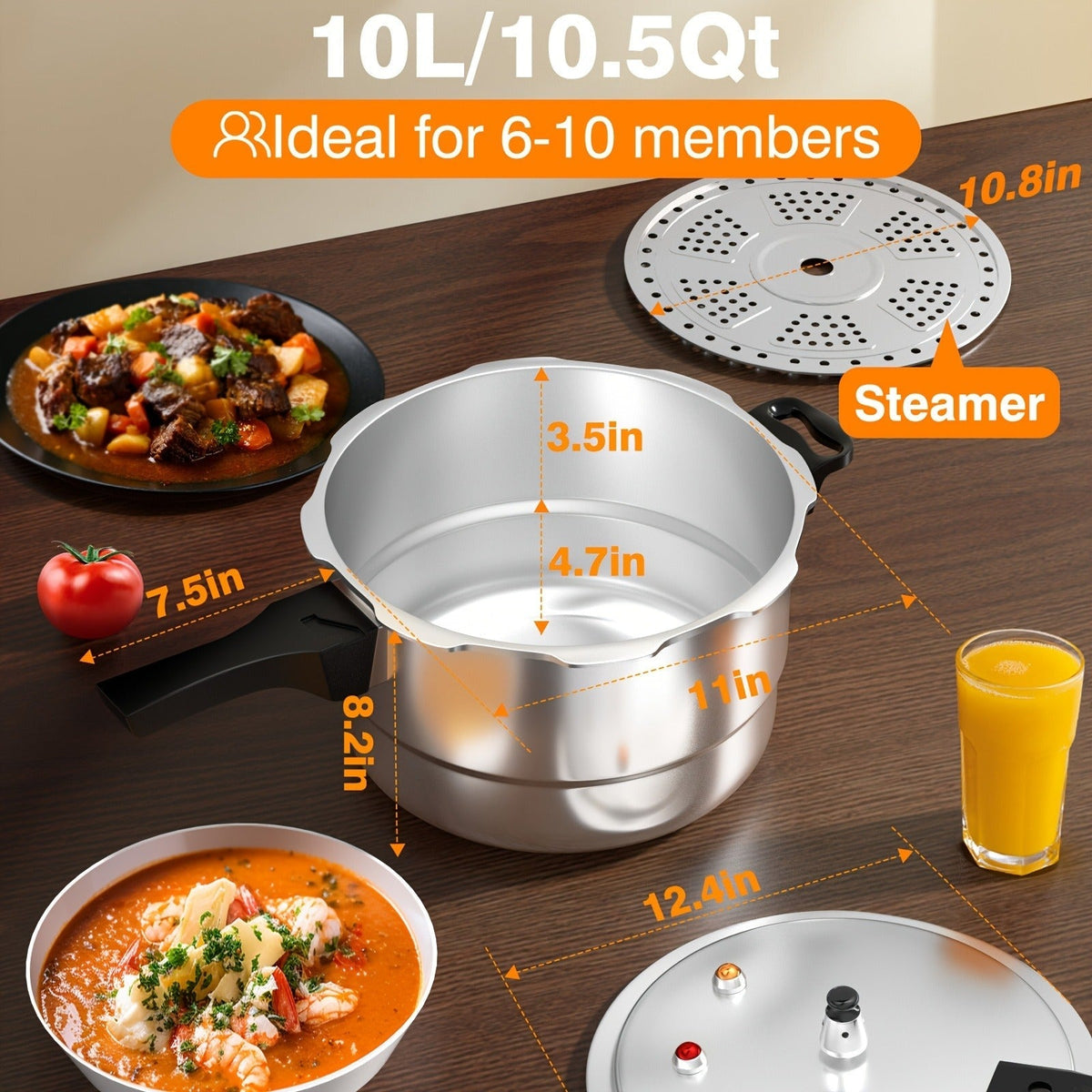 Pressure Cooker Aluminum with Canner Rack, Large 6QT 8QT 10QT Pressure Canner for Home Canning — image 11