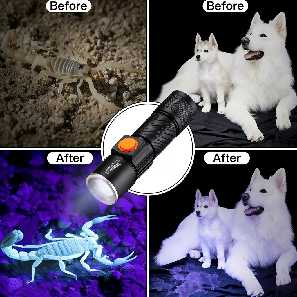 UV Flashlight Black Light 395nm USB Rechargeable - Ultraviolet Torch with 3 Modes for Pet Stain Detection — image 9