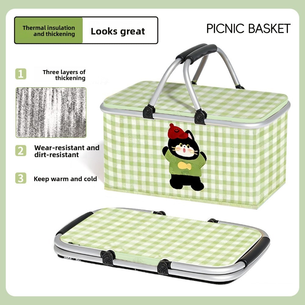 Insulated Picnic Box with Aluminum Frame – Collapsible Thermal Camping Storage Basket for Outdoor Picnic, BBQ — image 12