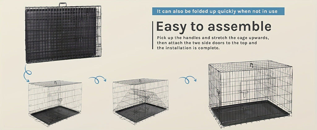 Folding Wire Dog Crate with Divider, Pull-Out Tray, Two Doors and Five Sizes from 24.41 to 48.4 Inches — image 15
