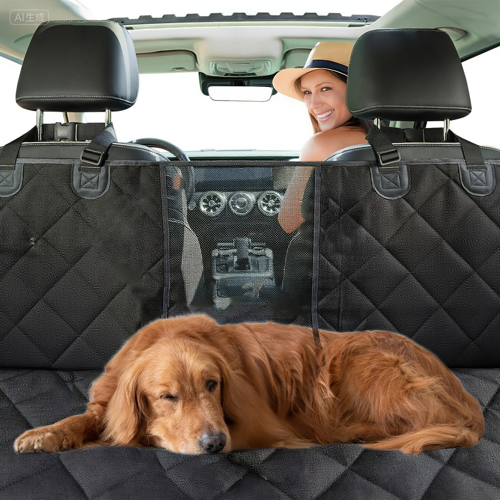 Quilted Dog Car Back Seat Cover with Side Flaps, Mesh Window and Six Color or Pink Mat Bundle Options — image 17