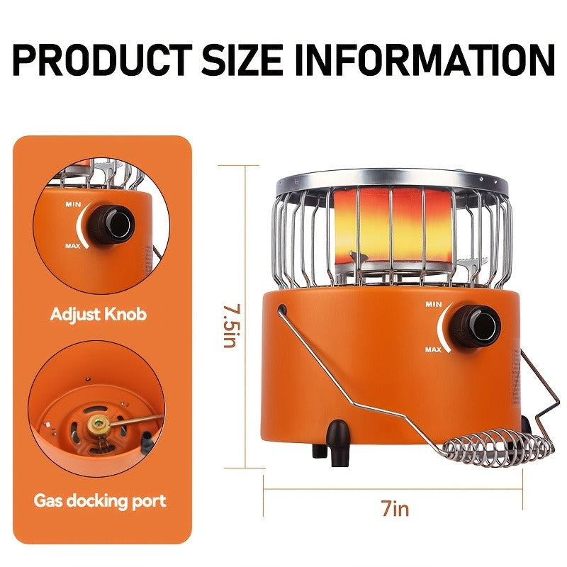 Camping Gas Stove Heater 9000 BTU 2-in-1 Portable Propane Indoor Outdoor Stove with Adjustable Flame — image 11