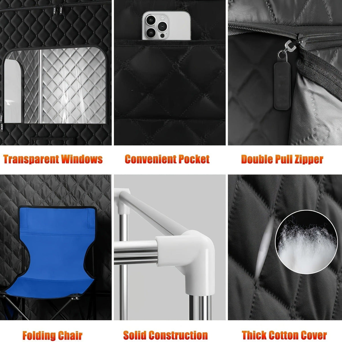 Double Person Sauna Tent 71x49x36in Extra Large 2-Person Steam Sauna Box for Home with 2 Steamers — image 10