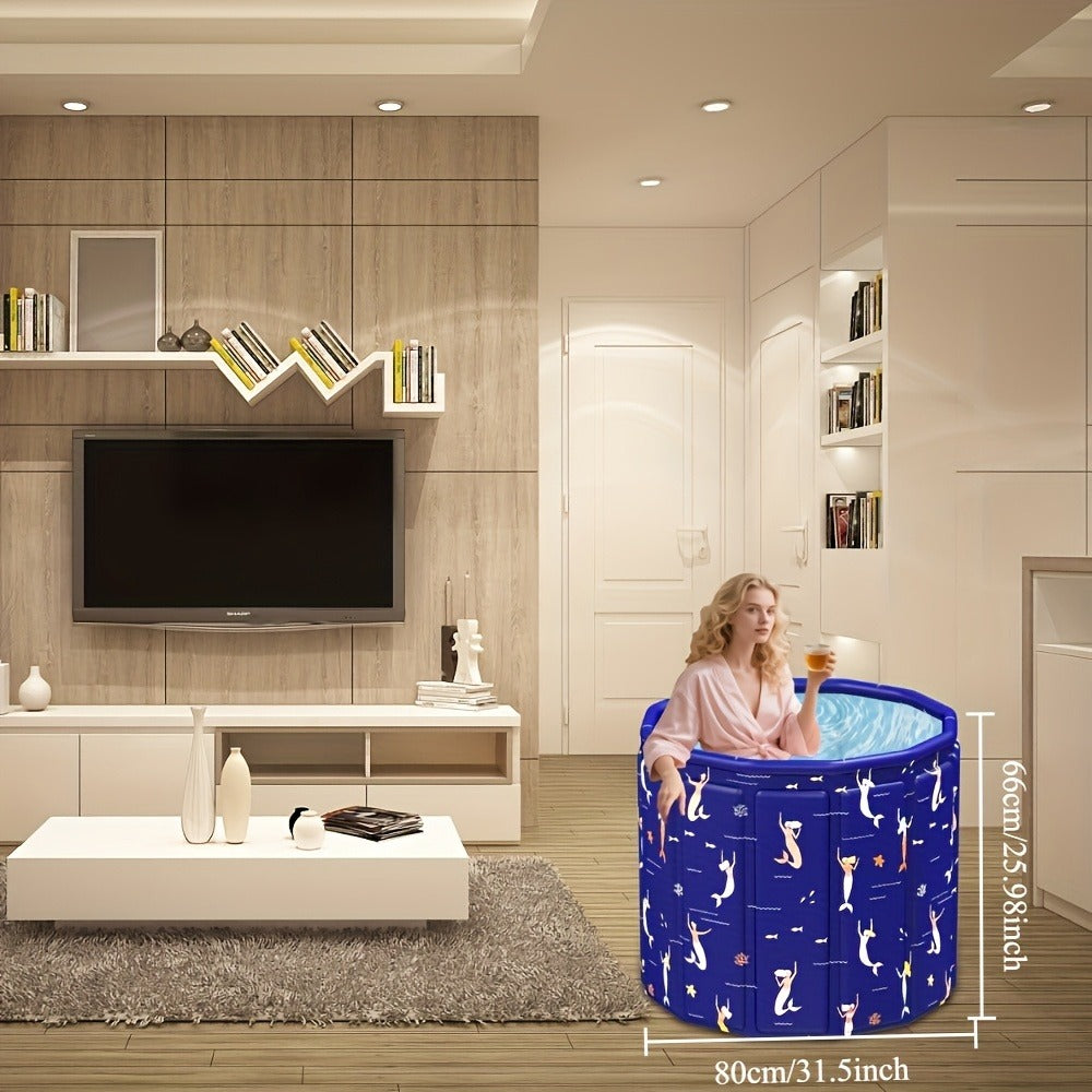 Foldable Bathtub 130 Gallon XL Deep Soak Tub for Adults, Ice Bath & Hot Spa, Indoor Outdoor, One-Piece Fold-Flat Design 31.5"