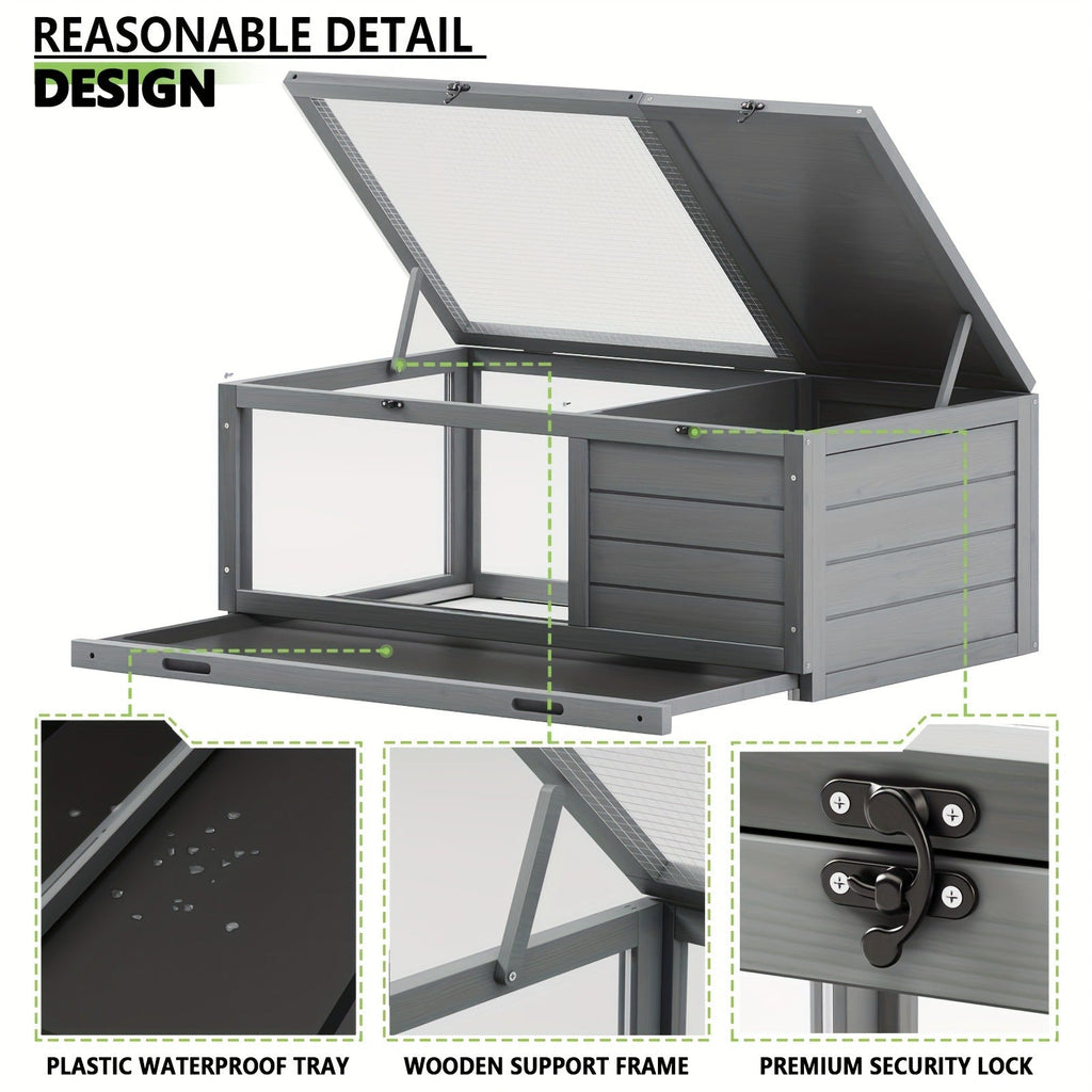 Large Tortoise Habitat Turtle Cage Enclosure with Detachable Legs Removable Roof Ramp Lamp Holder Indoor Outdoor — image 10
