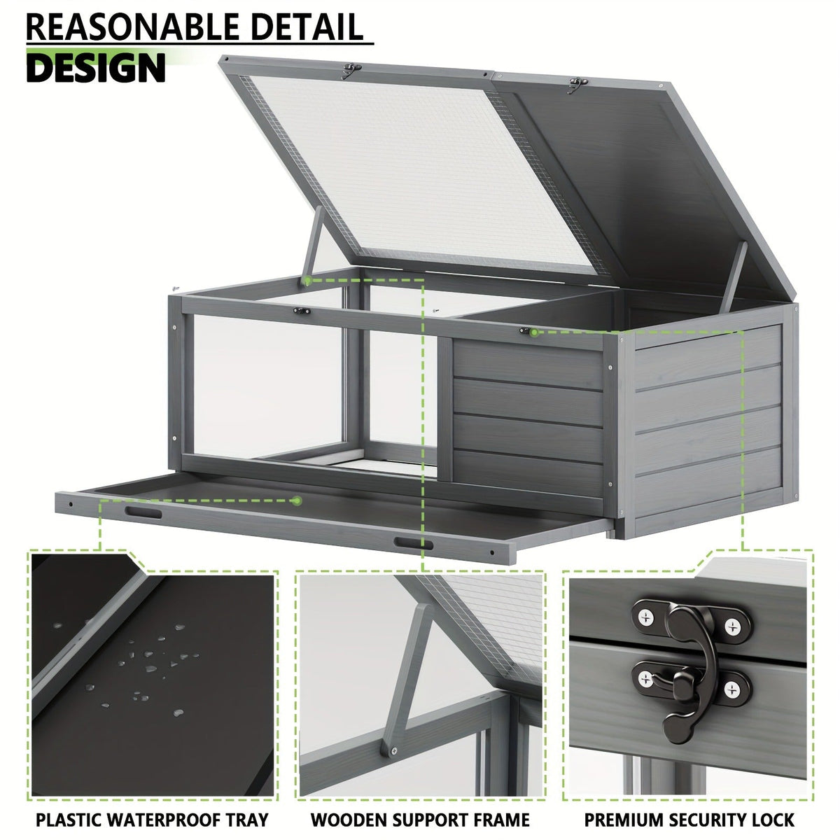 Large Tortoise Habitat Turtle Cage Enclosure with Detachable Legs Removable Roof Ramp Lamp Holder Indoor Outdoor — image 10