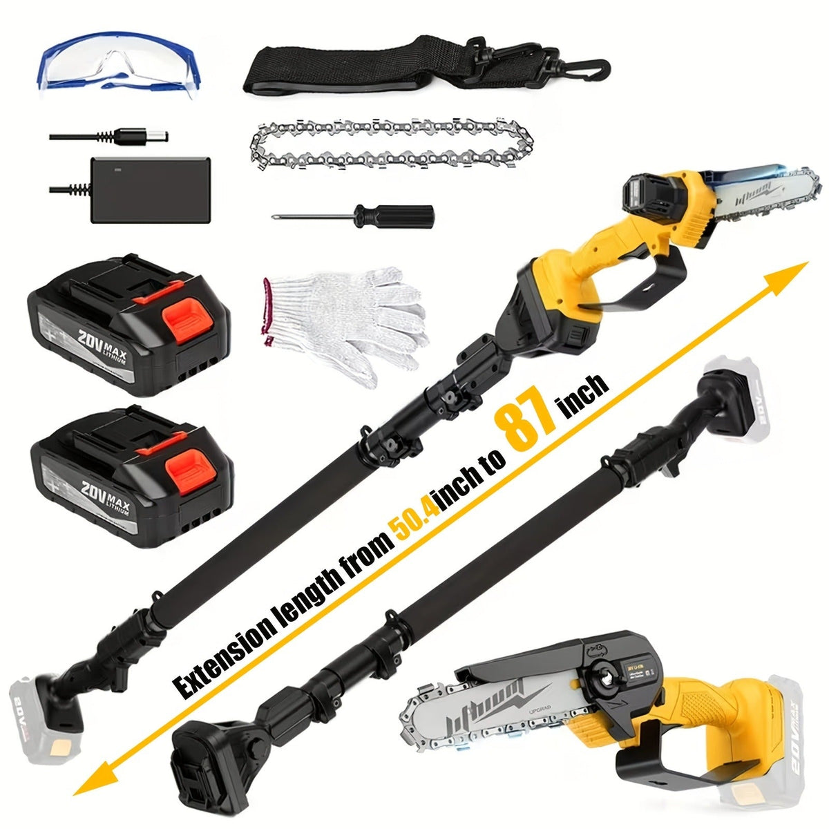 Telescopic Pole Saw Cordless Folding 6-Inch Electric with Compact Design, Battery-Powered Tree Pruner for Garden Pruning — im