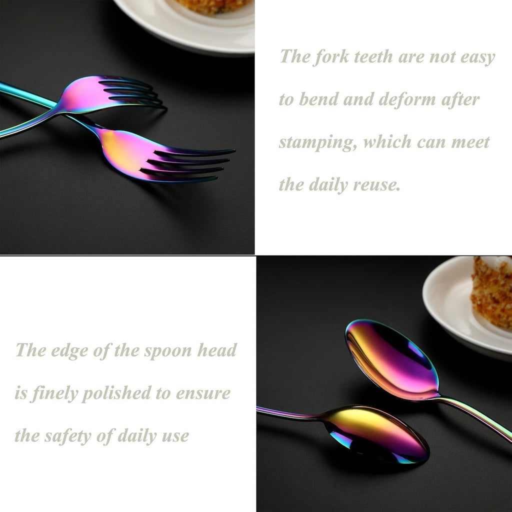 60-Piece Rainbow Flatware Set with Five Utensil Forms in Twelve-Piece Rows for Complete Table Settings — image 9