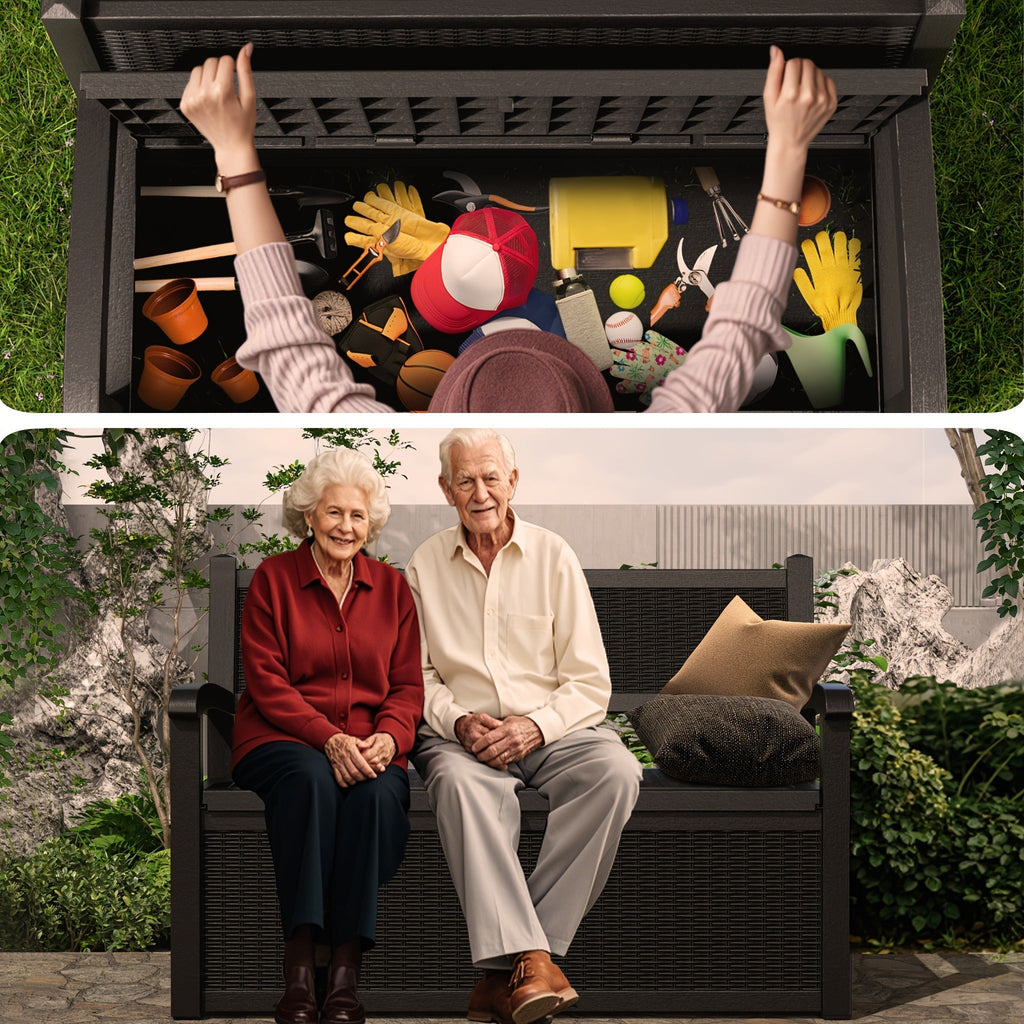 Outdoor Storage Bench 80 Gal, for Garden, Patio and Yard Use, with the Listed Configuration — image 7