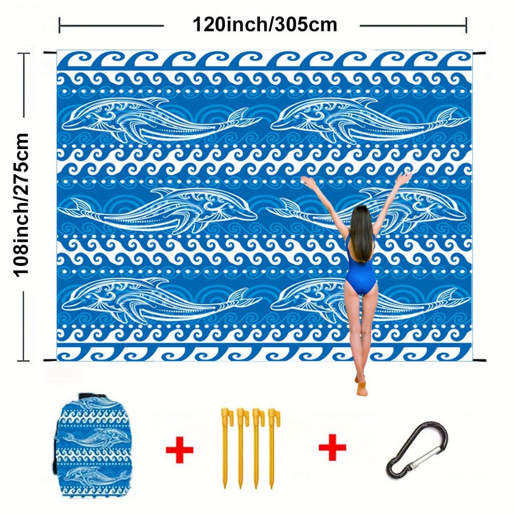 Printed Beach Mat with 19 Exact Size-and-Pattern Options, 198 x 205cm to 275 x 305cm with Stakes and Pouch — image 11