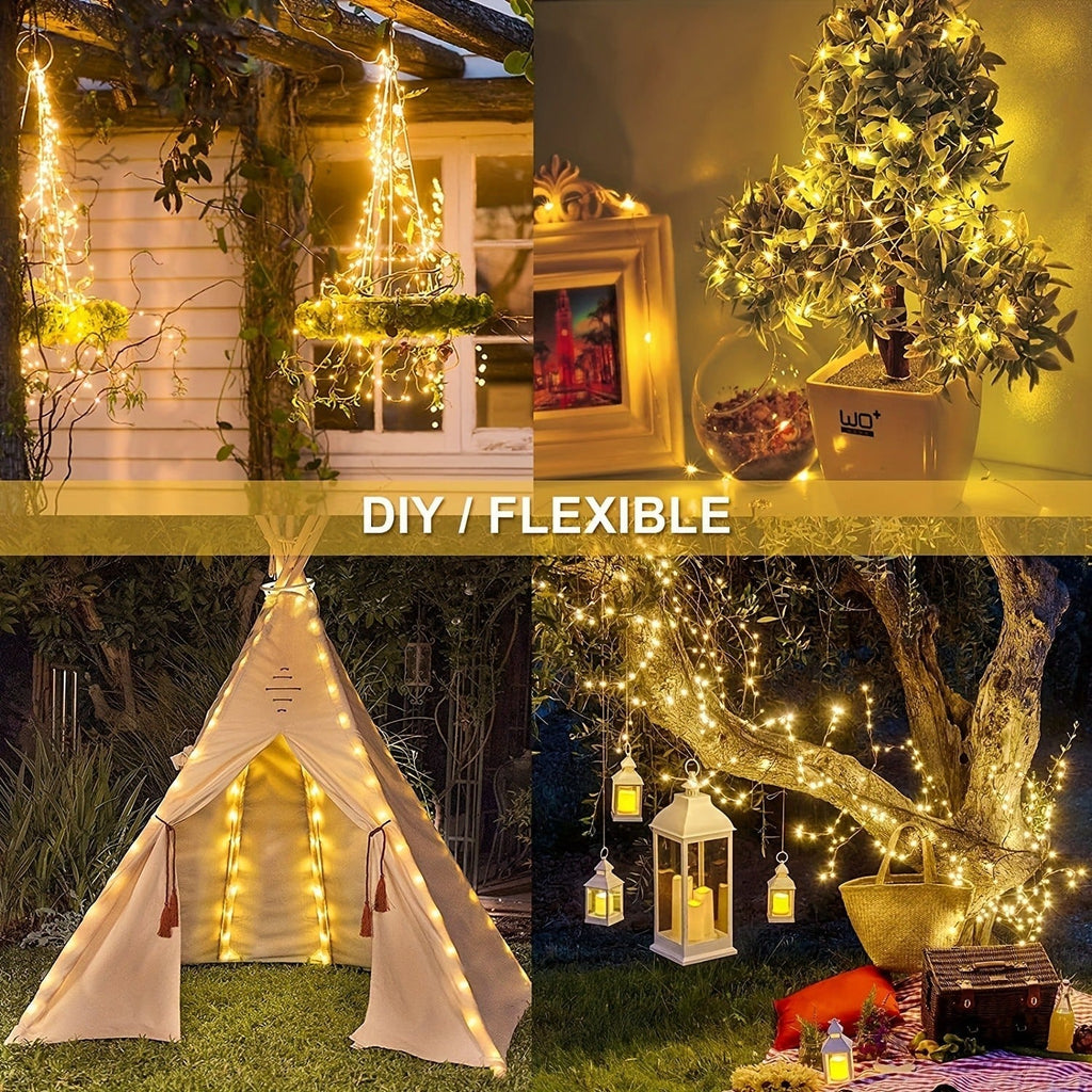 Two-Pack Solar Fairy String Lights, 104 Feet with 300 LEDs, Flexible Wire and Three Color Options — image 7