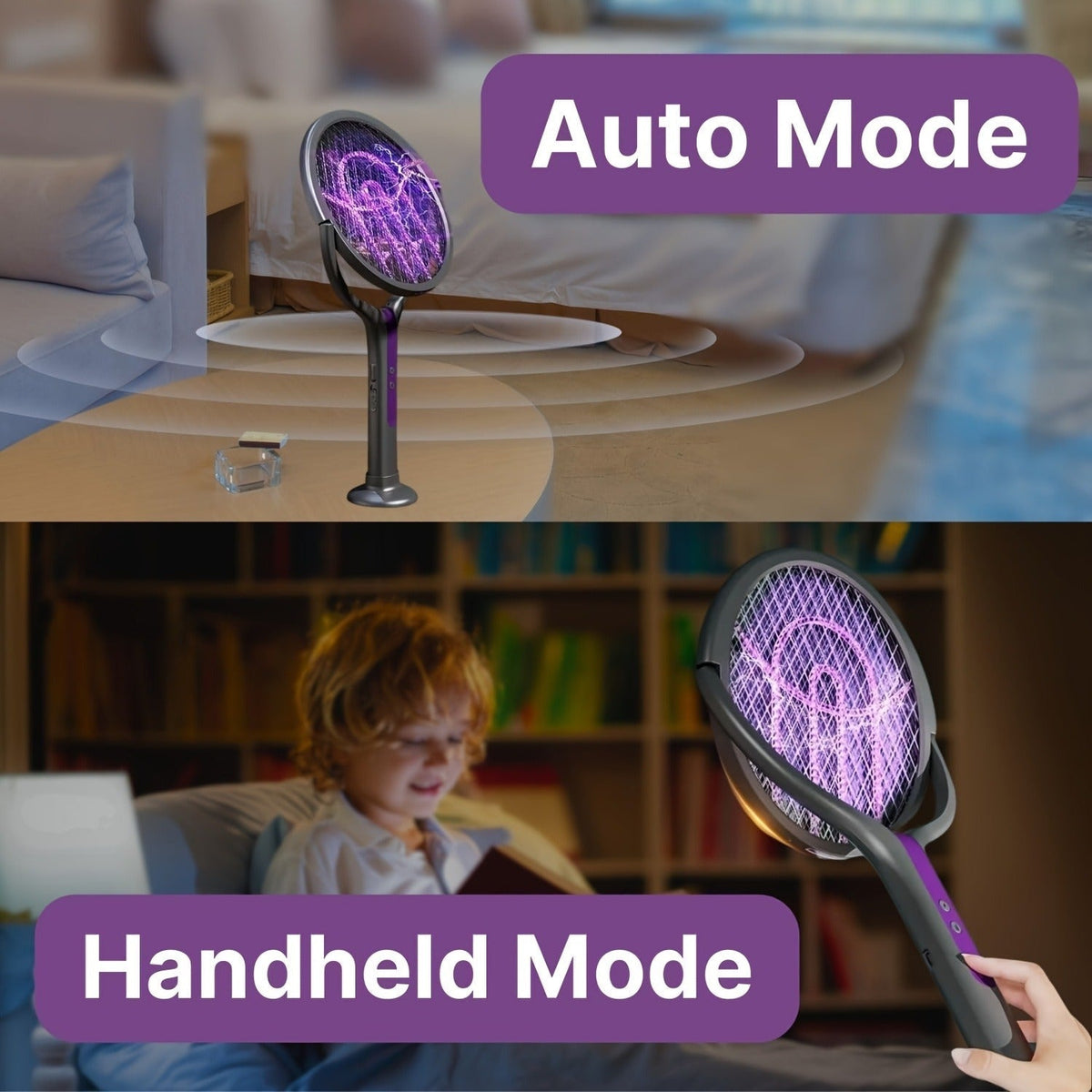 2-in-1 Mosquito Trap Lamp & Retractable Electric Fly Swatter Racket, USB Rechargeable Base — image 8