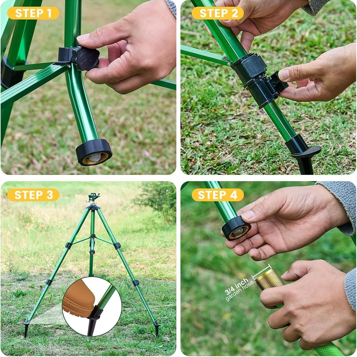 Impact Sprinkler Tripod 360° Zinc Head Lawn Yard Irrigation Flip Lock, for Garden, Lawn and Yard Watering — image 8