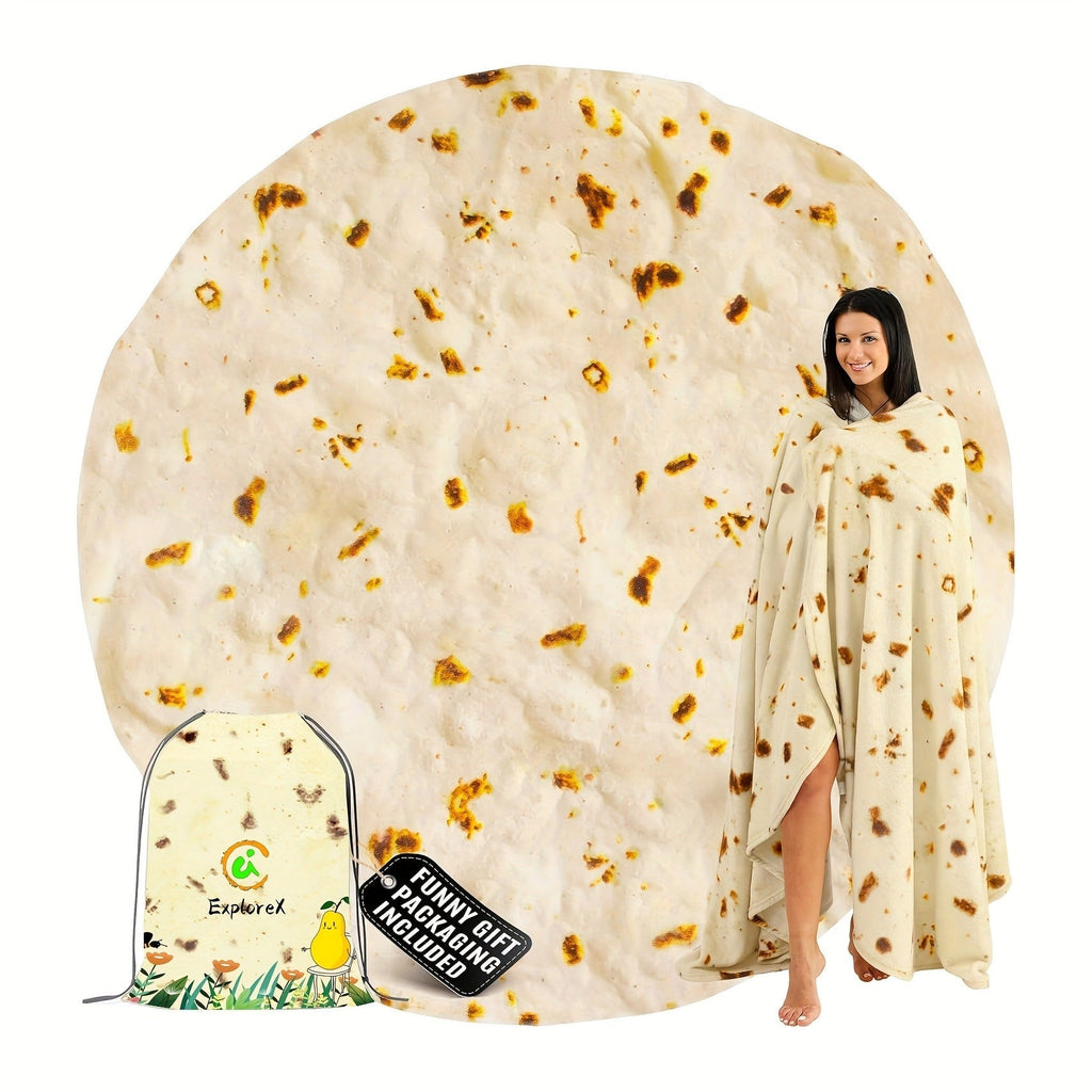 Round Tortilla Print Throw Blanket with Two-Sided Artwork and Five Diameter Options from 33.5 to 80 Inches — image 13
