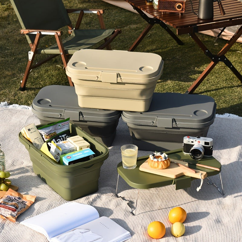 Picnic Basket Foldable with Detachable Table – Large Capacity Portable Camping Storage Basket with Handle — image 10
