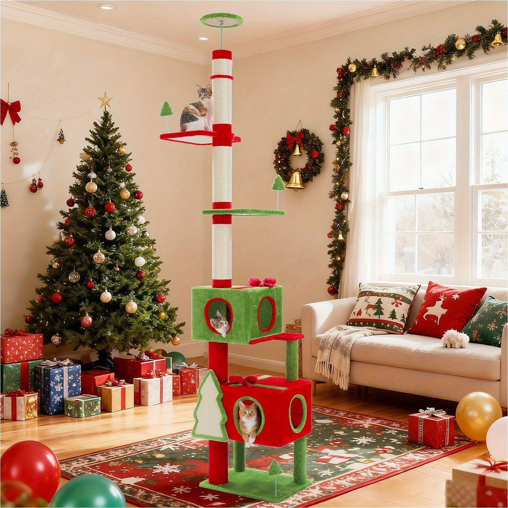 90-107.9-Inch Floor-to-Ceiling Cat Tree with Four Platforms, Tension Post and Five Style Options — image 35