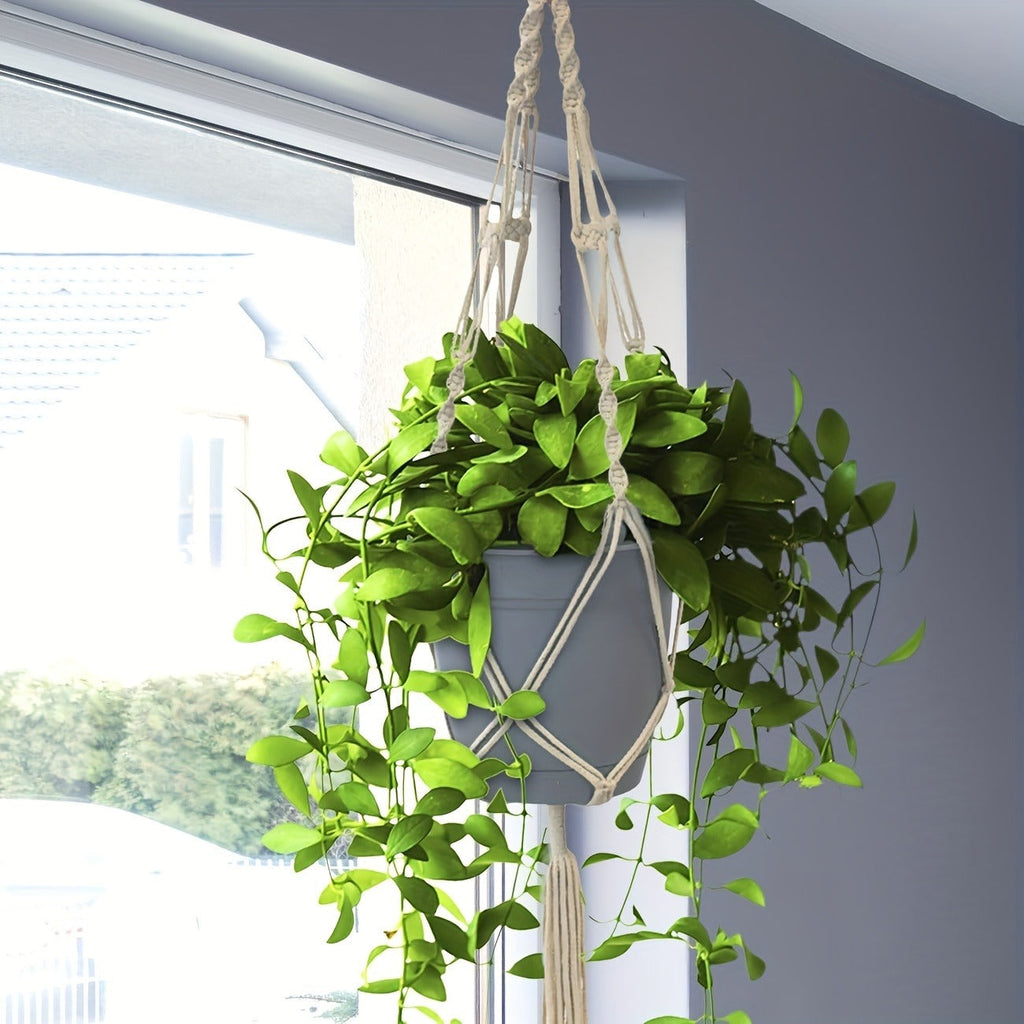 Macrame Hanging Planter Set of 4 Boho Rope Basket Plant Pot Holder for Indoor Outdoor – Decorative Hanging Organizer Net for 
