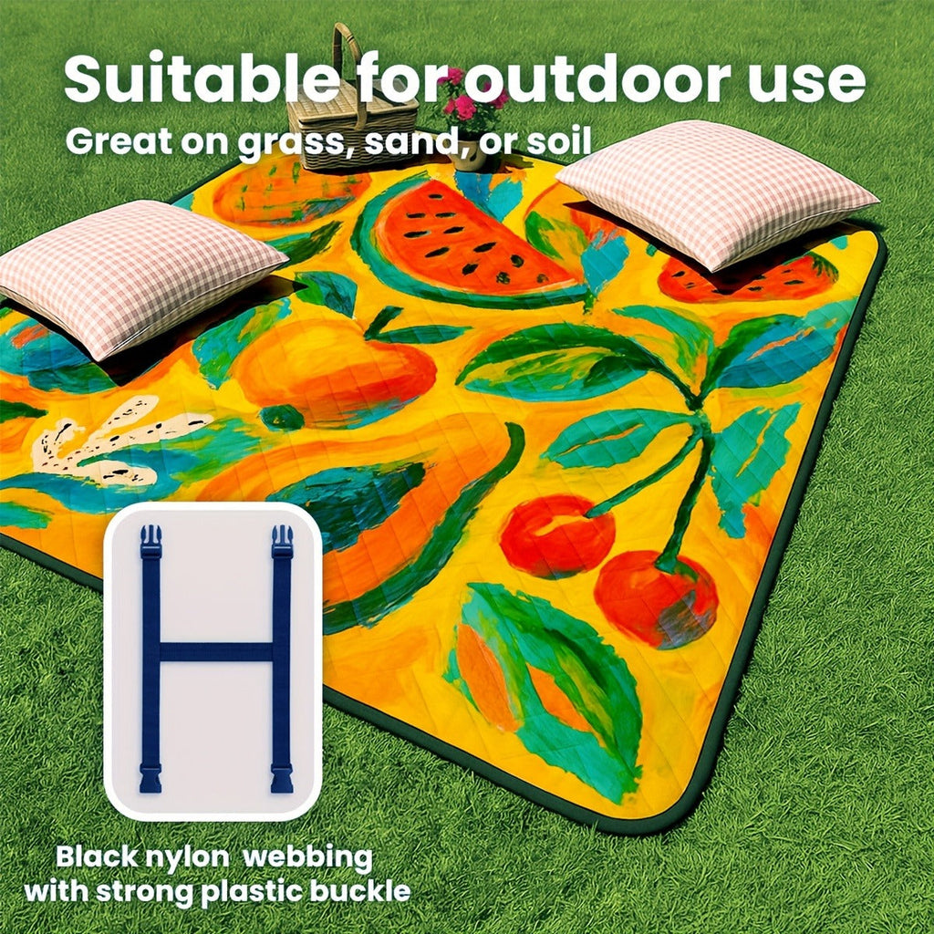 Padded Foldable Picnic Blanket with Floral Pattern for Beach Trips, Park Outings, Camping and Everyday Travel — image 8