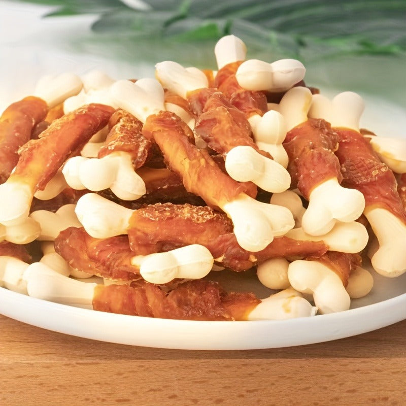 Dog Treats Chicken or Duck Wrapped Bone-Shaped Biscuits in Two-Pack Flavor Options for Reward Use — image 12