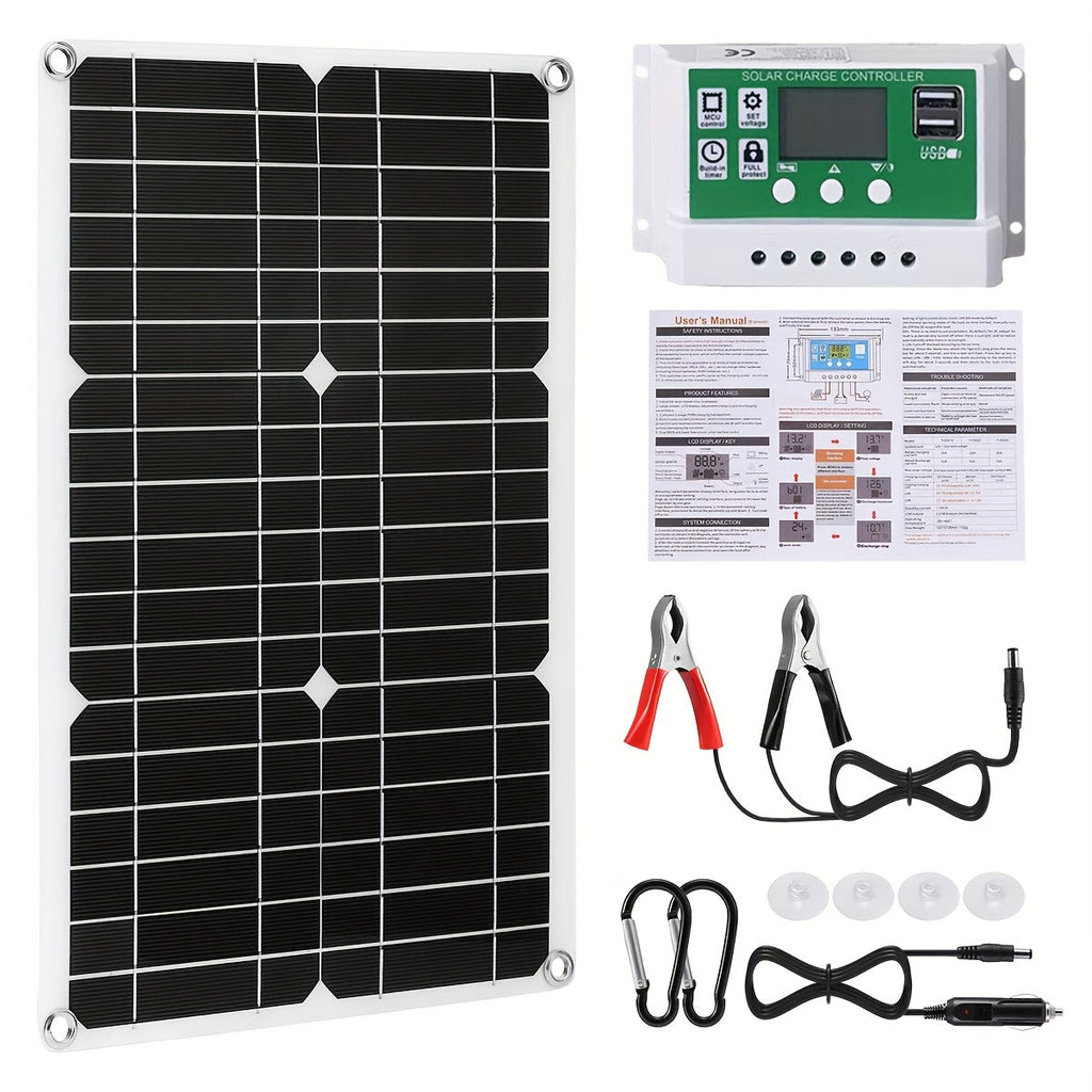 60-Watt Monocrystalline Solar Charging Kit with Green Controller and One- or Two-Panel Options — image 1