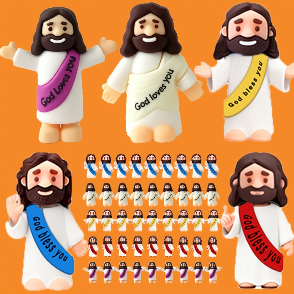 Mini Jesus Figurines for Halloween Trunk-or-Treat 50/100/150pcs – Colorful Bulk Religious Statues 5 Colors — image 1