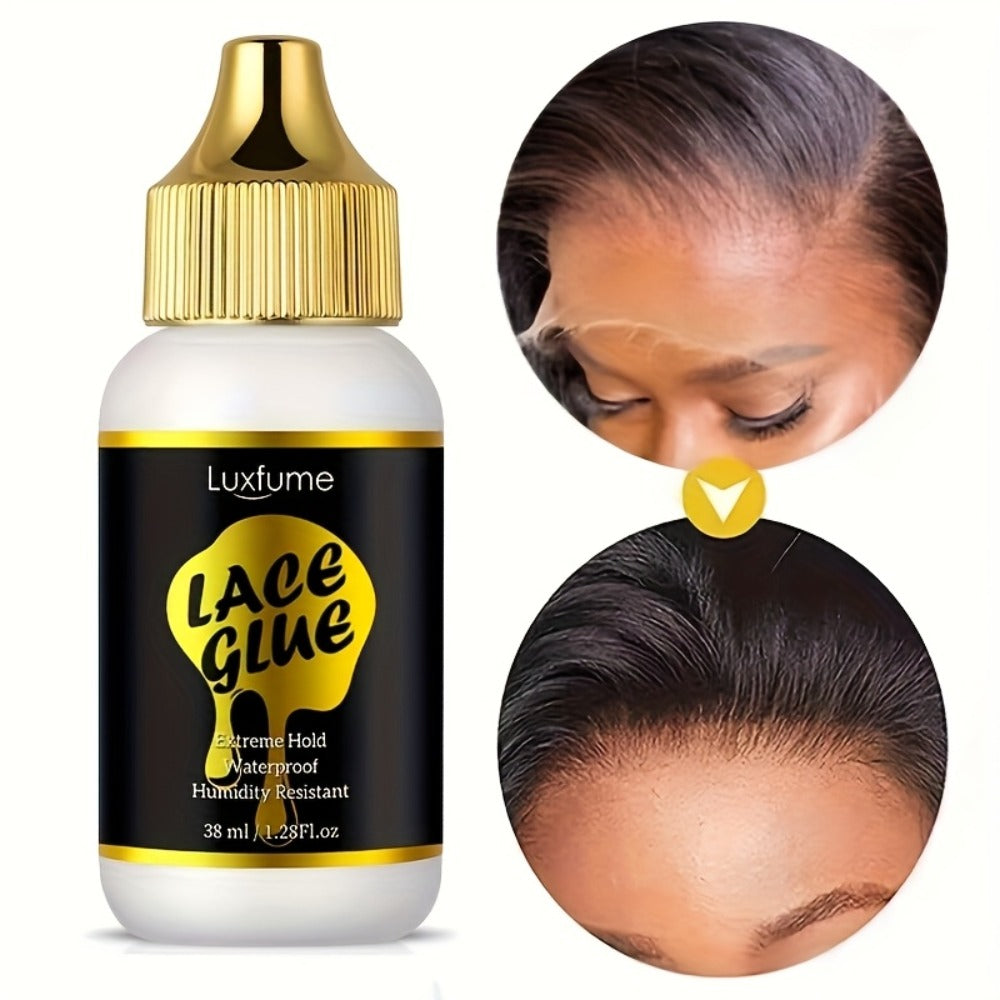 Wig Glue Latex Free 1.28oz Lace Front Traceless Sweat Rain Resistant All Day Wear Sensitive for Home, Travel and Salon Hair S