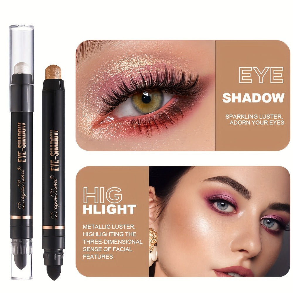 Shimmer Eyeshadow Stick Set 12 Pcs Double-Ended Glitter Cream Eye Shadow Pencil Waterproof, for Makeup, Travel and Everyday V