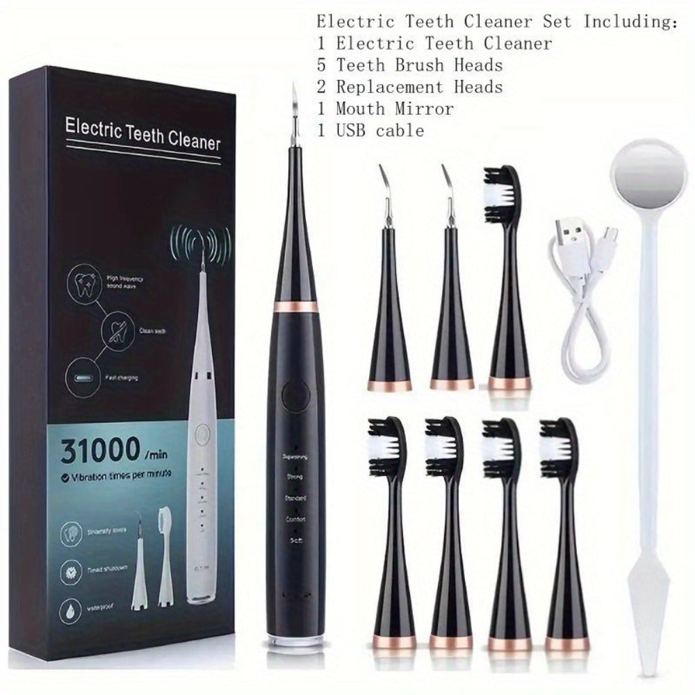 Electric Teeth Cleaner Kit USB Rechargeable, 5 Cleaning Modes Dental Scaler Plaque Tartar Remover Gum Health — image 1