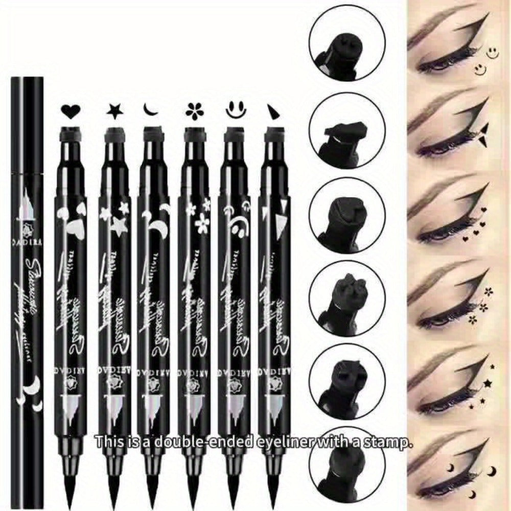 Waterproof Eyeliner Pen Set 6pcs Double-Ended Liquid Eyeliner Kit, Smudge-Proof, Oil-Proof, Precision Eye Liner Pencil for Wo