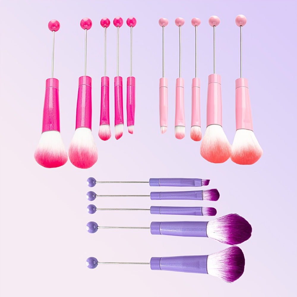 Makeup Brush Set, 15-Piece Bead-Ready Metal Handle Collection with Powder, Blush, Eyeshadow and Angled Brush Shapes — image 1