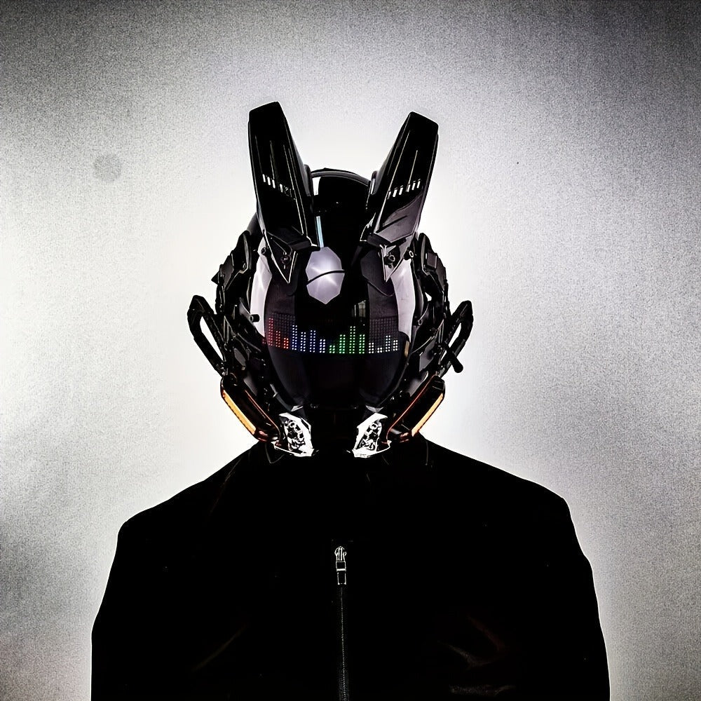 LED Wireless Cyberpunk Mask Light Up, Remote Control Sci-Fi Face Mask for Halloween, Bar Club Rave Party — image 4