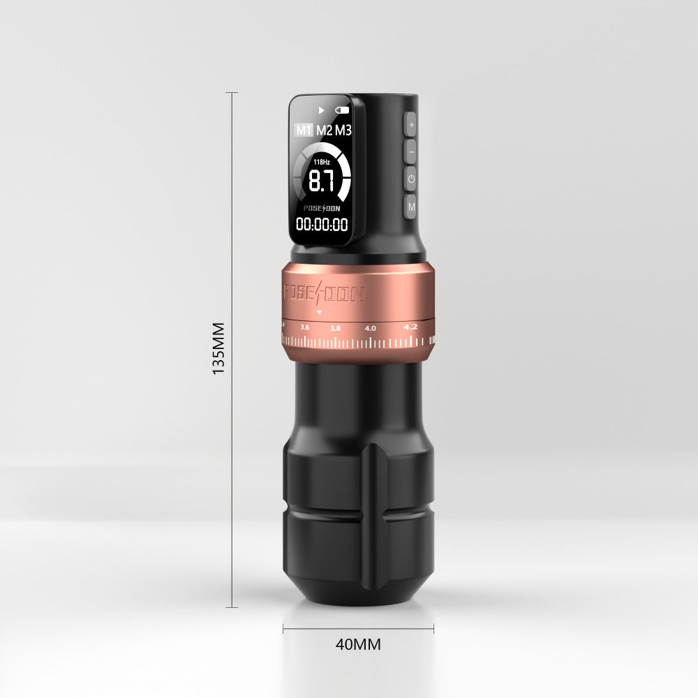 POSEIDON ZH03 Tattoo Kit with 2300mAh Adjustable-Stroke Pen, USB-C Charging, 20 Cartridges and 11 Inks — image 4