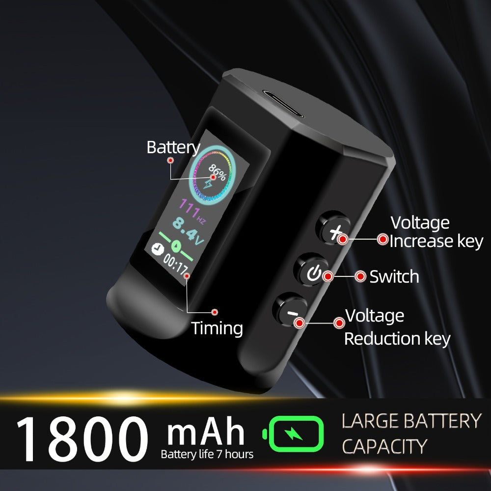 POSEIDON LTK08 Tattoo Kit with 1800mAh Color-Display Pen, 20 Cartridges, 11 Inks and Carry Case — image 6