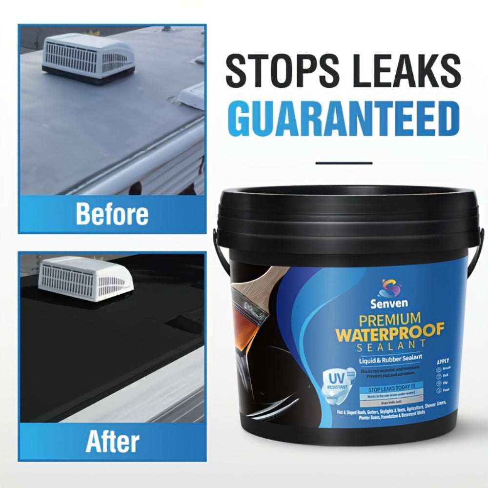 Liquid Rubber Waterproof Sealant 32oz – UV-Resistant Elastic Coating for Roof, RV, Boat, Concrete & Masonry, All-Weather Crac