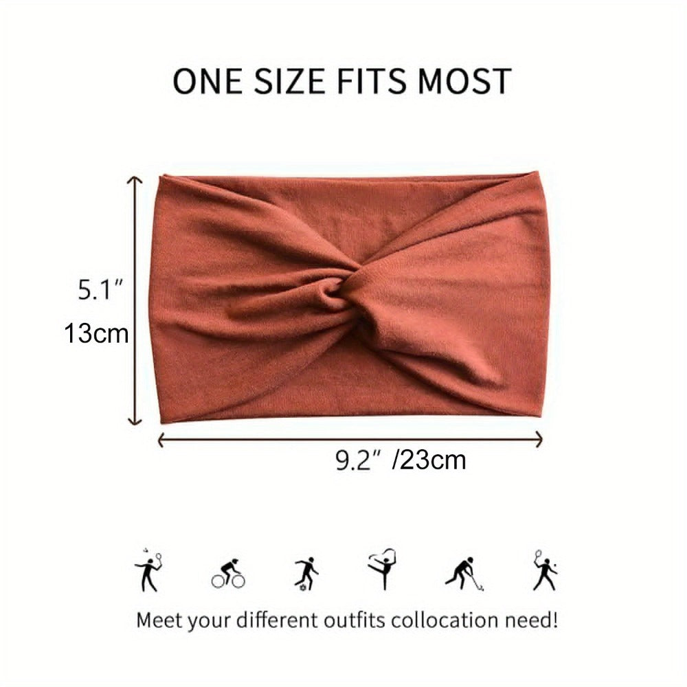 Stretchy Headbands 20 Pack for Women & Men – Soft Sweat-Wicking Non-Slip Elastic Turban Knot Hair Wraps Breathable Solid Colo