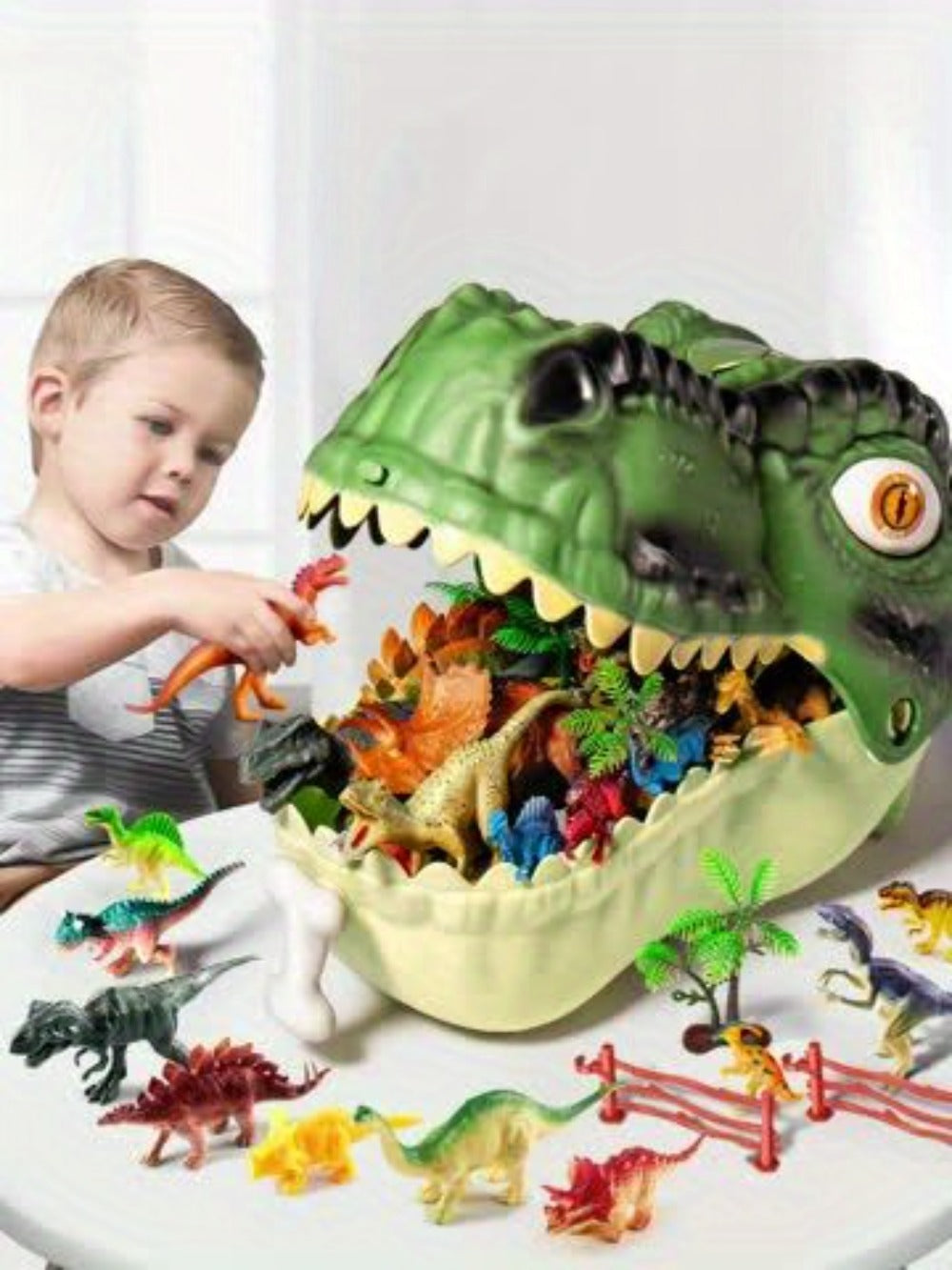 Dinosaur Toys for Boys 46pcs Realistic Jurassic Dinosaur Figures Set with Eggs, Trees & Fence — image 10