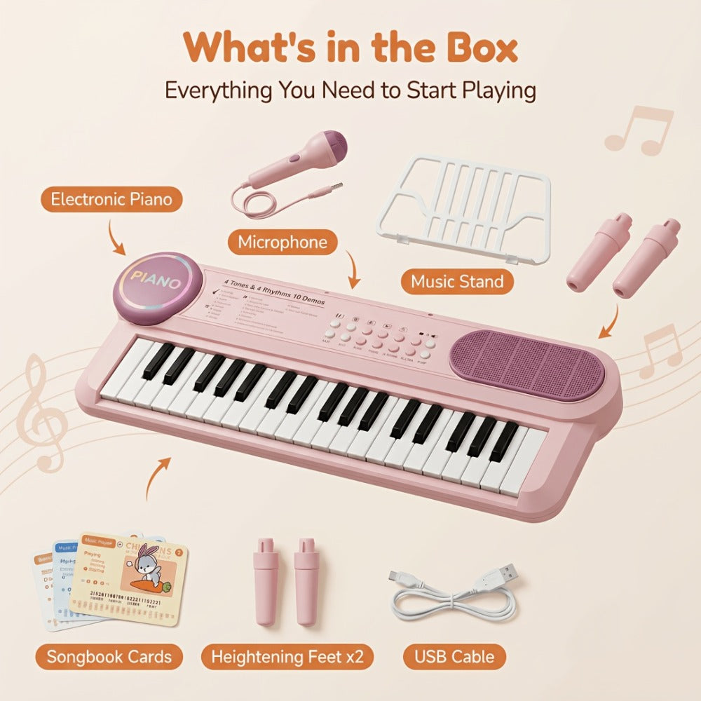 Kids Electronic Keyboard Piano 37 Keys with Microphone, Multi-Function Musical Instrument Toy for Children — image 10