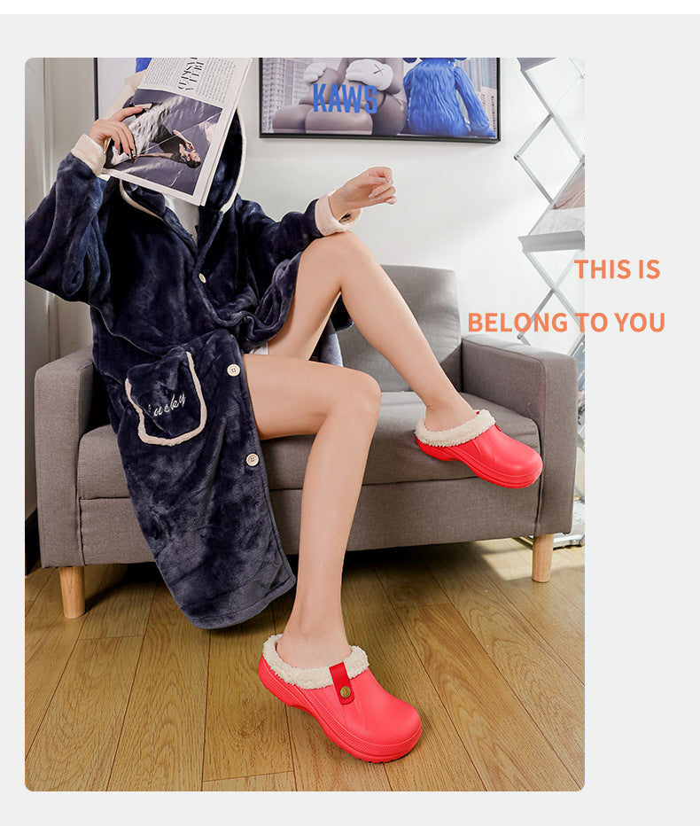 Mens Fleece-Lined Cotton Slippers For Home